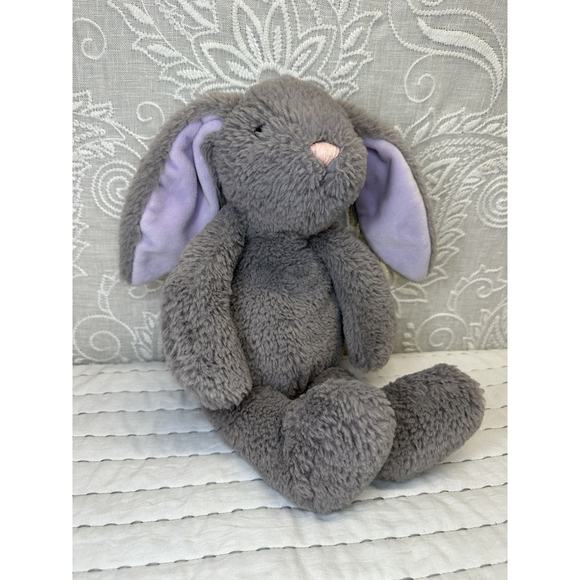 Manhattan Toy Plush Bunny Rabbit Gray Purple Ears 14" 2019 Stuffed Animal - Picture 1 of 6